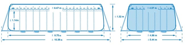 схема установки прямоугольно бассейн интекс 975х 488х132